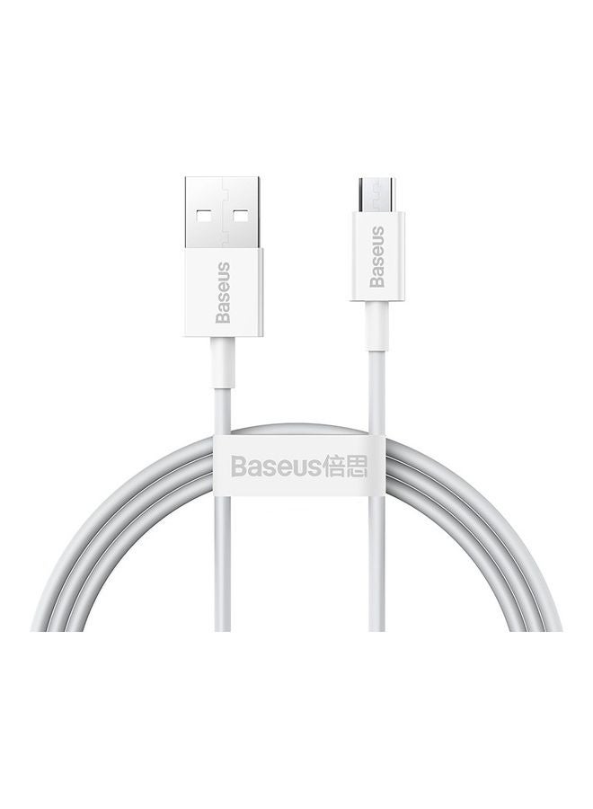 بيسوس كابل مايكرو USB للشحن السريع من منفذ USB إلى مايكرو USB 2.0 بقدرة 100 وات للأجهزة بنظام تشغيل أندرويد متوافق مع هاتف جالاكسي S7 وS6 ونوت، وإل جي، ونيكسوس، ونوكيا، وبلايستيشن 4 بطول 1 متر أبيض - Image 1