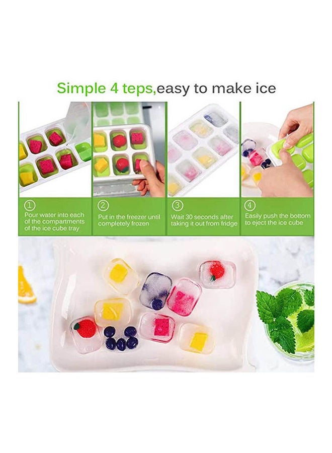 Generic - Ice Cube Trays Easy Release Non-Spill Stackable Lids 14 Ice Trays 2 Pack Multicolour 25.4x10.2x2.5cm - Image 1