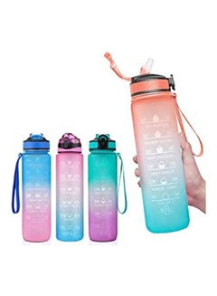 Motivational Water Bottle With Time Marker - Straw- Tritan Bpa Free Reusable Multicolour
