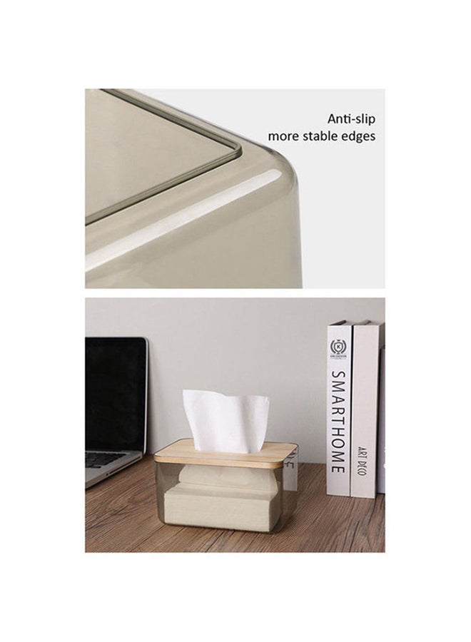 Transparent Plastic Facial Tissue Box With Bamboo Cover Clear/Brown 23 x 10 x 13cm - v1649062702/N43384078A_6