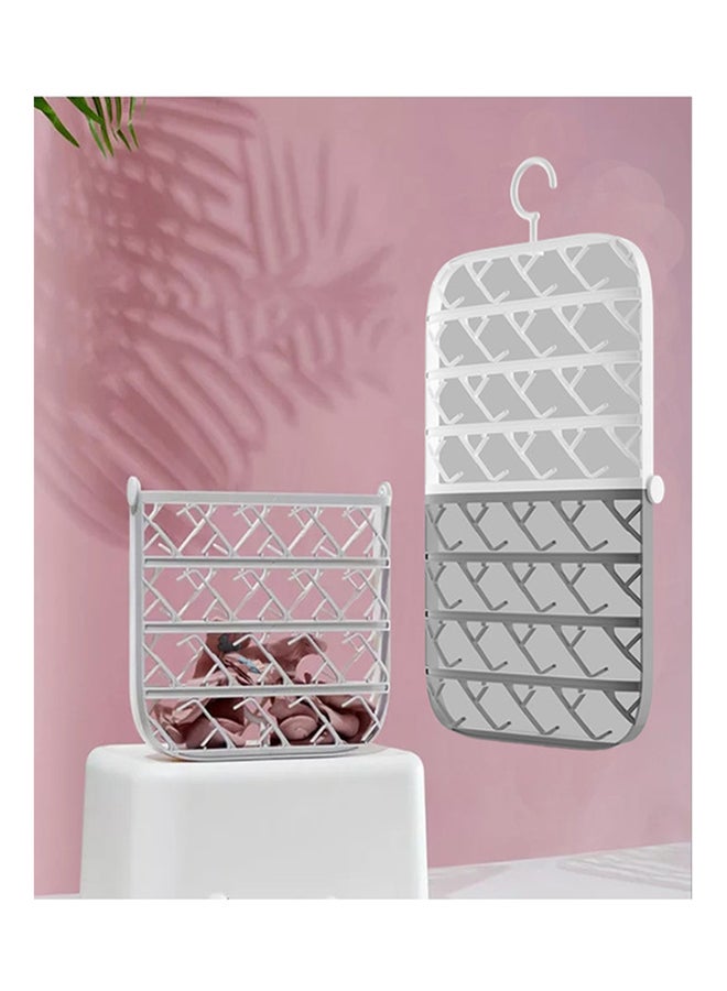 fashionhome Plastic Foldable Windproof Buckle Socks Storage Rack Grey/White 30x48.5cm - Image 3