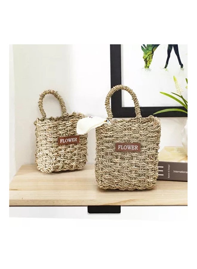 فاشون هوم مزهرية خشبية على شكل سلة زهور بني 12x13x14سم - Image 3