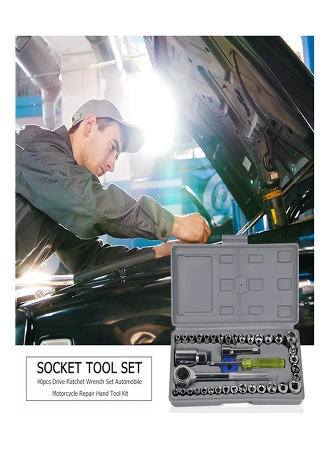 fashionhome 40-Piece Socket Wrench Set Silver/Yellow/Blue  - Image 3