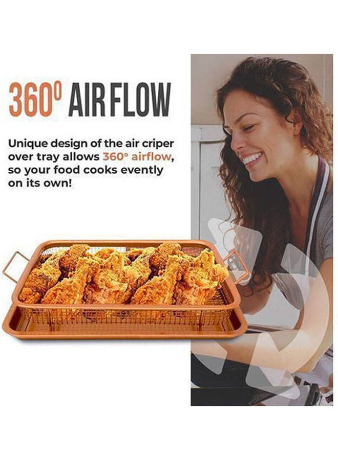 مقلاة هوائية للفرن، صينية مستطيلة من النحاس غير قابلة للالتصاق باللون البني Rectangleملليلتر - Image 2