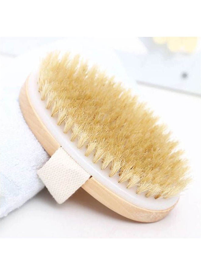 Dry Premium Natural Bristle Wooden Bath Shower Body Brush Beige - Image 1