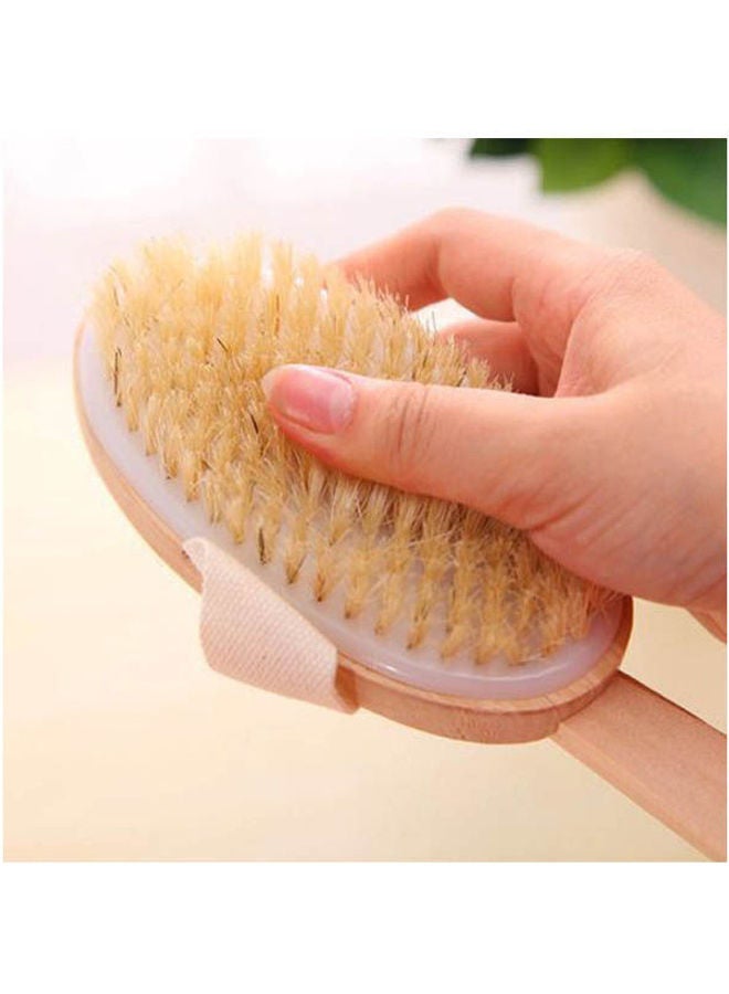 Dry Premium Natural Bristle Wooden Bath Shower Body Brush Beige - Image 2