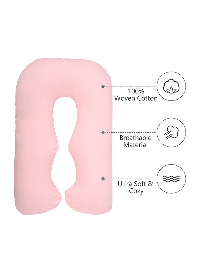 Generic Ultra-Soft Cotton U-Shaped Maternity Pillow, Comfortable and Relaxing, Breathable Material, Pink Cotton Pink 120x80cm  - Image 3
