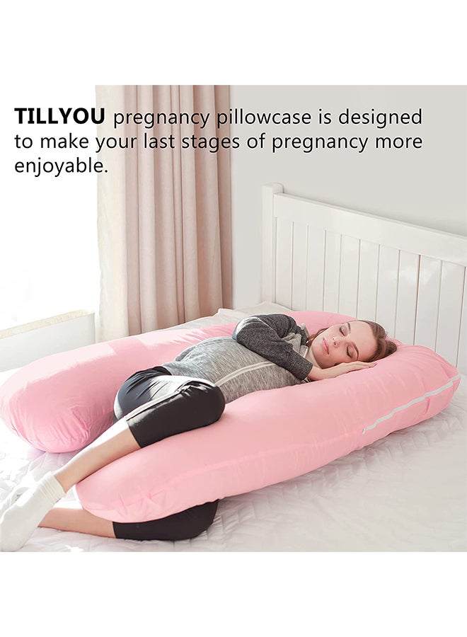 Generic Ultra-Soft Cotton U-Shaped Maternity Pillow, Comfortable and Relaxing, Breathable Material, Pink Cotton Pink 120x80cm  - Image 4