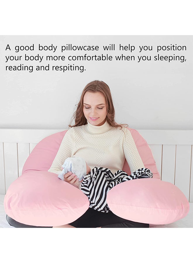 Generic Ultra-Soft Cotton U-Shaped Maternity Pillow, Comfortable and Relaxing, Breathable Material, Pink Cotton Pink 120x80cm  - Image 5