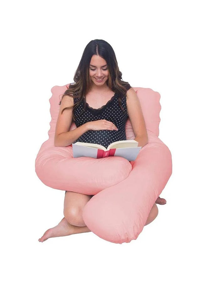 Generic - Ultra-Soft Cotton U-Shaped Maternity Pillow, Comfortable and Relaxing, Breathable Material, Pink Cotton Pink 120x80cm - Image 1