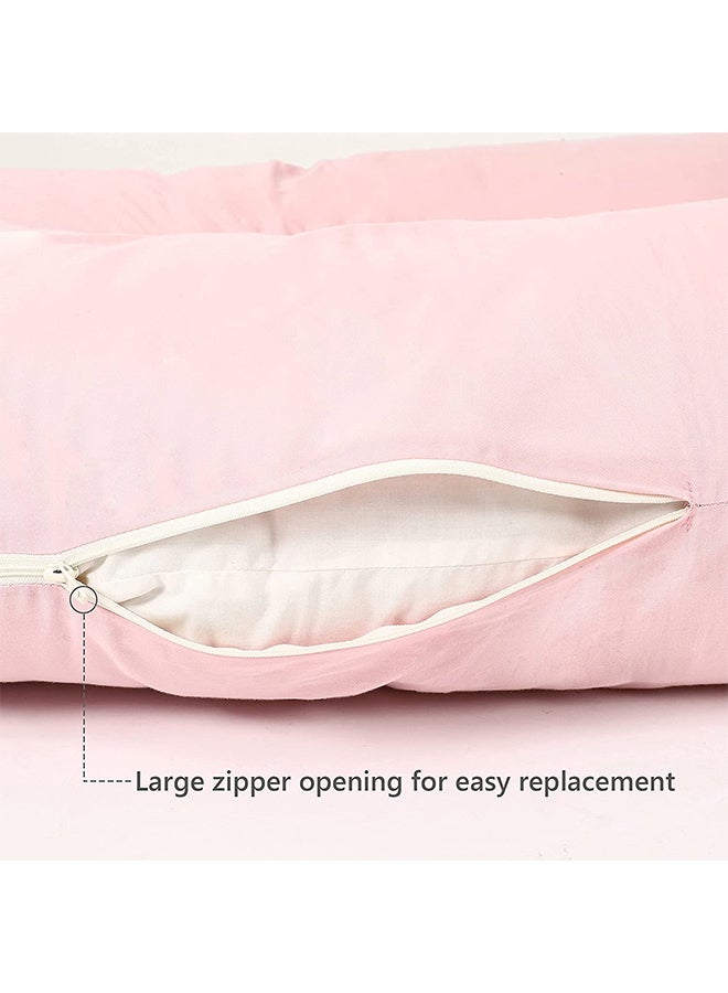 Generic - Ultra-Soft Cotton U-Shaped Maternity Pillow, Comfortable and Relaxing, Breathable Material, Pink Cotton Pink 120x80cm - Image 1