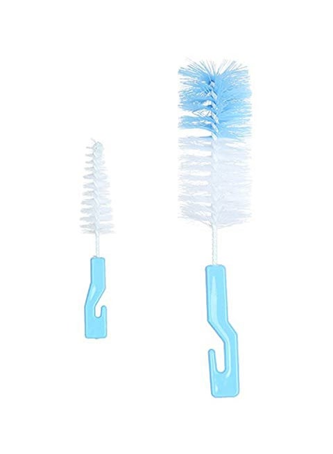 2-piece Feeding Bottle Cleaning Brush Set With BPA-free and PP Food, Blue/white