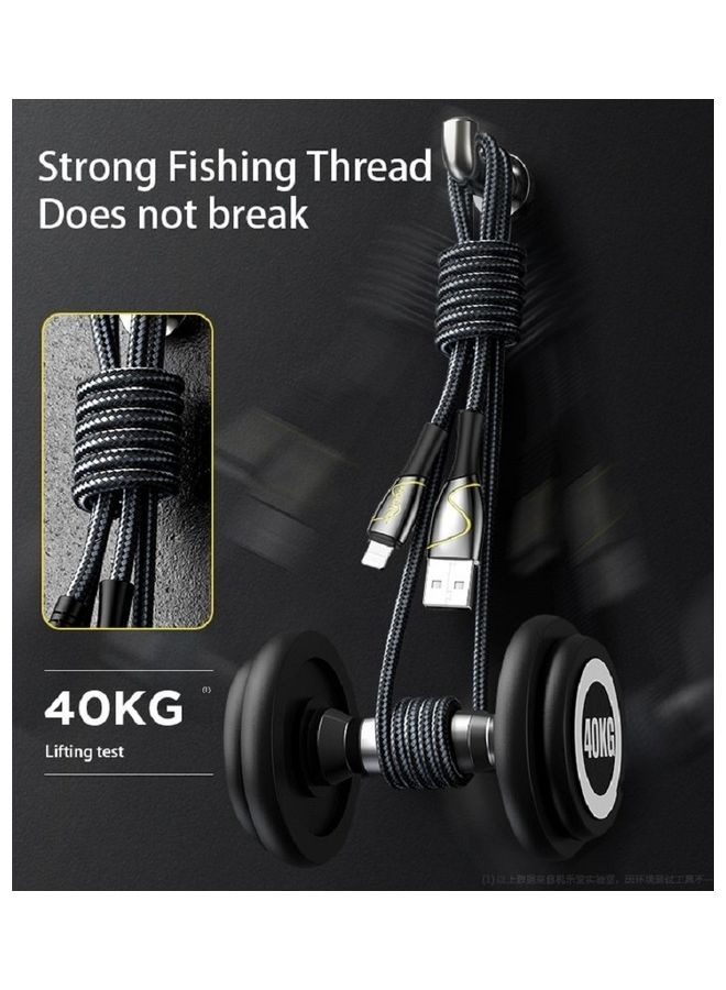 جوي روم كابل نقل بيانات وشحن سريع بمنفذ USB إلى Type C بشدة تيار 3 أمبير وتصميم مضفر من النايلون بطول مترين أسود - Image 3