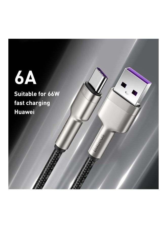 Baseus Cafule Series 1m Metal Data Cable USB to Type-C 66W Fast Charging Cable for Huawei P30, P20 Lite, P20, Mate 20, Mate 20 pro, Mate RS, Honor View 20,Honor Magic 2 etc. and all Android devices () Black  - Image 3