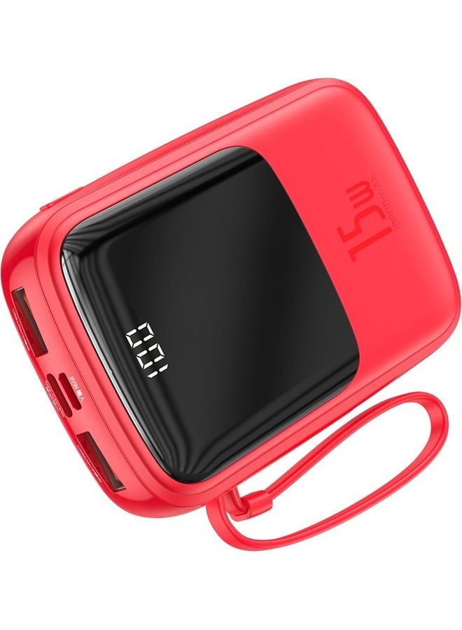 Baseus 10000 mAh 10000mAh Portable Phone Charger USB-C Small Portable Charger Power Bank Fast Charging with Built-in Type- C Cable 15W PD Fast Charging Battery Pack for Huawei, Samsung, Xiaomi and Android Devices - Red  - Image 3