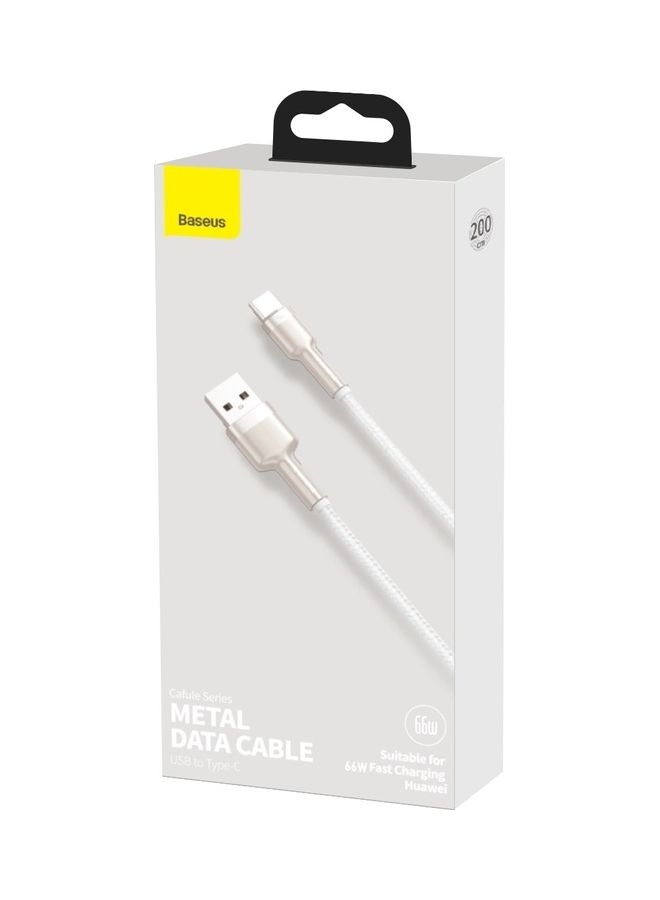 بيسوس - كابل بيانات معدني بطول 2 متر من سلسلة كافولي من USB إلى Type-C بقدرة 66 وات بخاصية الشحن السريع لهاتف هواوي P30، وP20 لايت، وP20، وميت 20، وميت 20 برو، وميت RS، وهونر فيو 20، وهونر ماجيك 2، وغير ذلك المزيد. وجميع أجهزة الأندرويد. أبيض - Image 1
