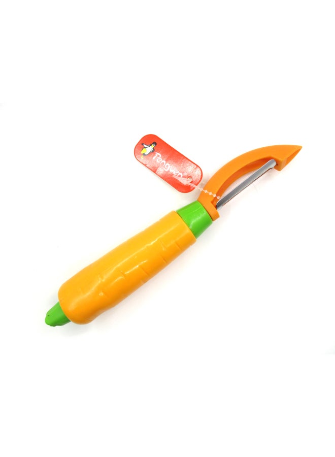 Penguen Carrot Shape Peeler Orange/Silver/Green 19.5x3x3cm - Image 2