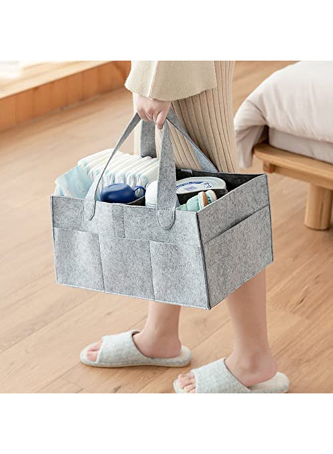 Baby Changing Diaper Organizer Basket Nursery Diapers Table Caddy Bag -Grey - Image 4