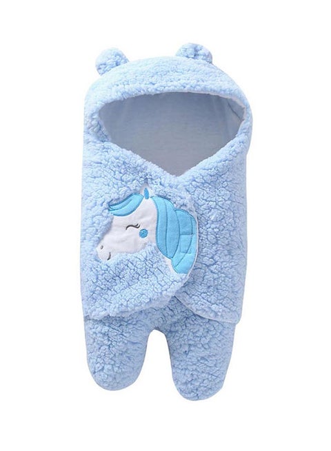 Comfortable Unicorn Design Hooded Swaddle Wrapping Blanket For Baby - Blue