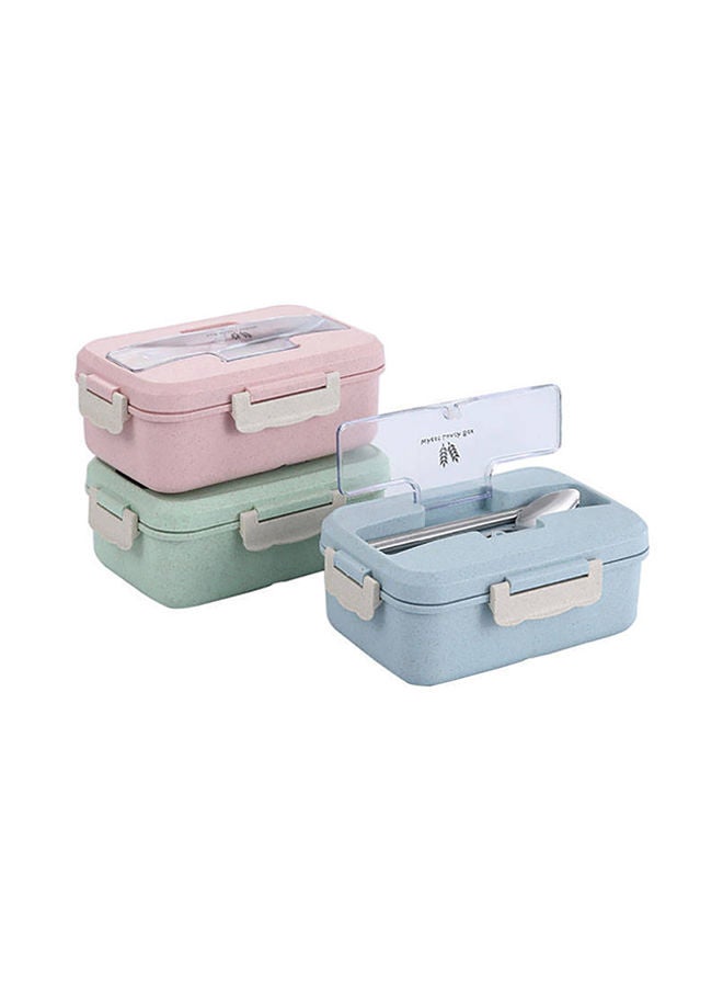 Generic - Wheat Straw Microwave Compatible Lunch Box With Cutlery Healthy Food Container ABS Pink 8.5x5.9x2.2cm - Image 1