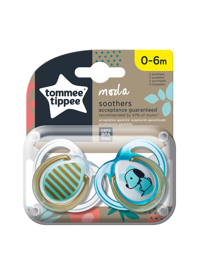 tommee tippee - Moda SoothersFor Newborns, Symmetrical Orthodontic Design, BPA-Free Silicone Baglet, Includes Steriliser Box, 0-6m, Pack Of 2 Dummies - Image 1