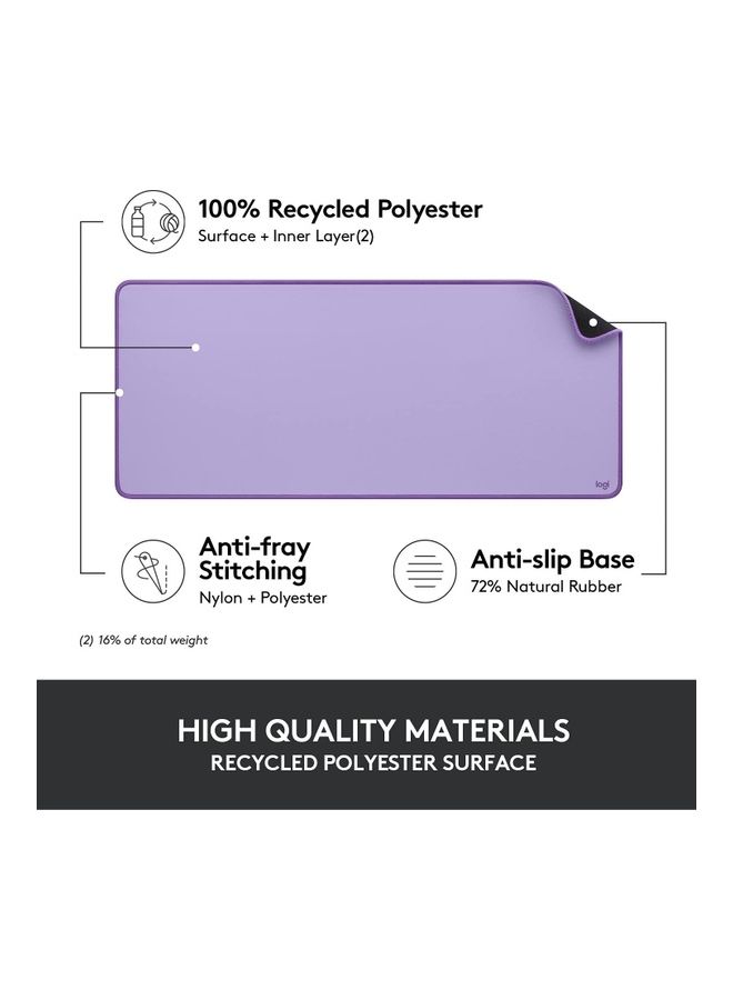 Logitech - Logitech Desk Mat Studio Series, Multifunctional Large Desk Pad, Extended Mouse Mat, Office Desk Protector with Anti slip Base, Spill resistant Durable Design, Lavender, 956-000054, Medium- Purple - Image 1
