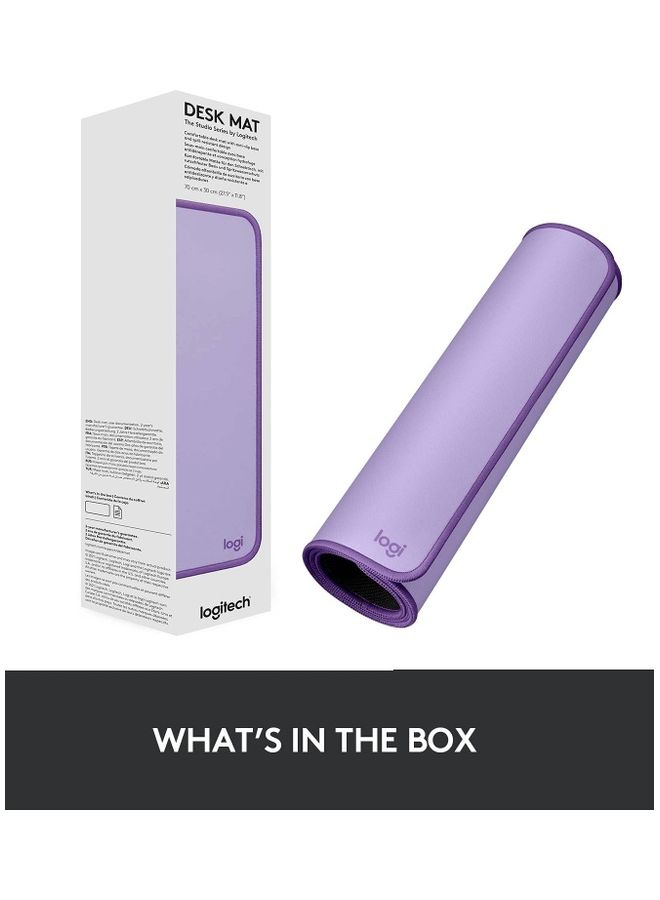 Logitech - Logitech Desk Mat Studio Series, Multifunctional Large Desk Pad, Extended Mouse Mat, Office Desk Protector with Anti slip Base, Spill resistant Durable Design, Lavender, 956-000054, Medium- Purple - Image 1