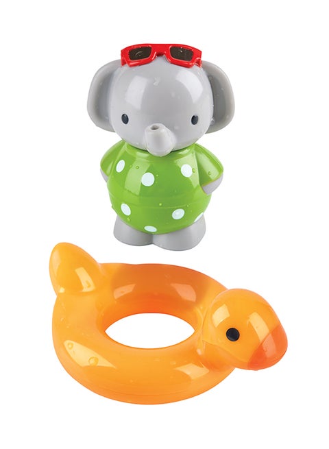 Spin Splash 'n' Swim Elephant Bath Toy | Interactive Water Play for Toddlers | Color-Changing Duck Ring Float | Wind-Up Spinning Fun | Encourages Color Learning | BPA-Free | Bath and Pool Toys 13cm