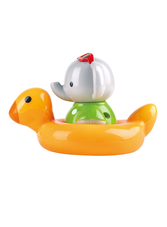 Spin Splash 'n' Swim Elephant Bath Toy | Interactive Water Play for Toddlers | Color-Changing Duck Ring Float | Wind-Up Spinning Fun | Encourages Color Learning | BPA-Free | Bath and Pool Toys 13cm