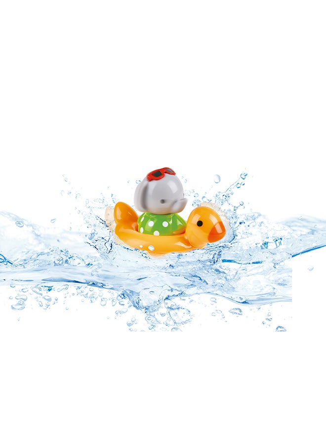 Spin Splash 'n' Swim Elephant Bath Toy | Interactive Water Play for Toddlers | Color-Changing Duck Ring Float | Wind-Up Spinning Fun | Encourages Color Learning | BPA-Free | Bath and Pool Toys 13cm