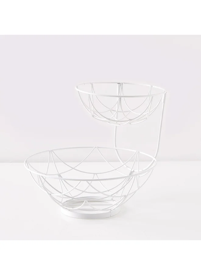 هوم بوكس سلة فاكهة بطبقتين أبيض 23.5x25.5x25.5سم