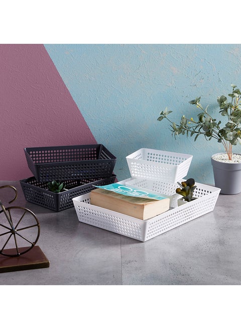 5-Piece  Storage Basket Set White/Grey
