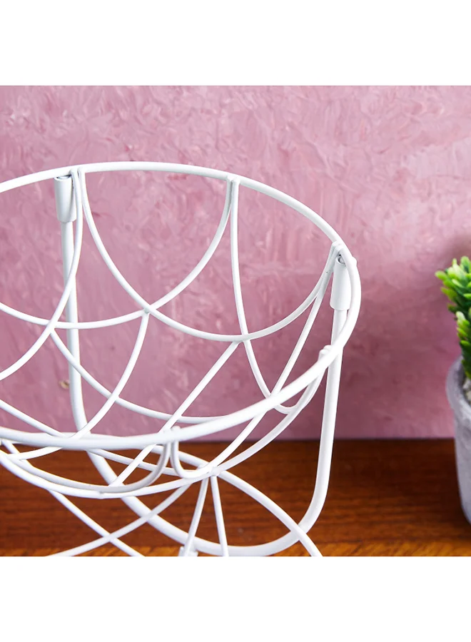 هوم بوكس سلة فاكهة بطبقتين أبيض 23.5x25.5x25.5سم
