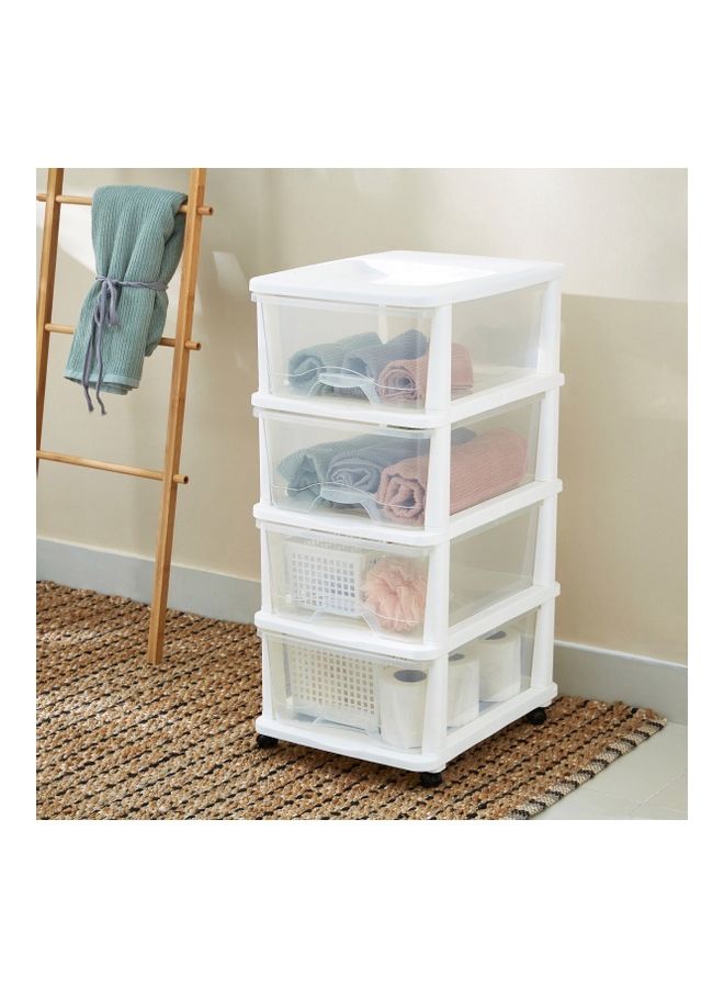 Home Box - Kevin 4-Tier Drawer Set With Wheels Clear/White 44x77cm - Image 1