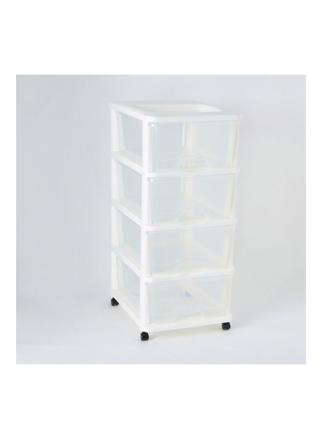 Home Box - Kevin 4-Tier Drawer Set With Wheels Clear/White 44x77cm - Image 1