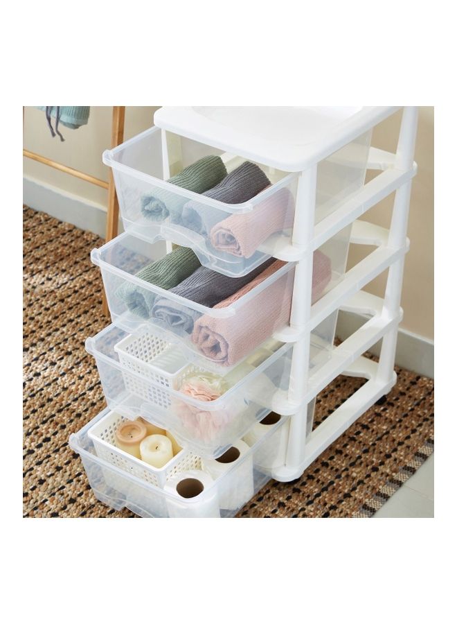 Home Box - Kevin 4-Tier Drawer Set With Wheels Clear/White 44x77cm - Image 1