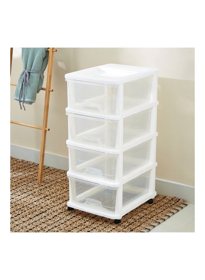 Home Box - Kevin 4-Tier Drawer Set With Wheels Clear/White 44x77cm - Image 1