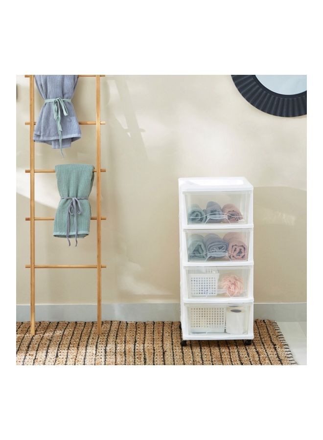 Home Box - Kevin 4-Tier Drawer Set With Wheels Clear/White 44x77cm - Image 1