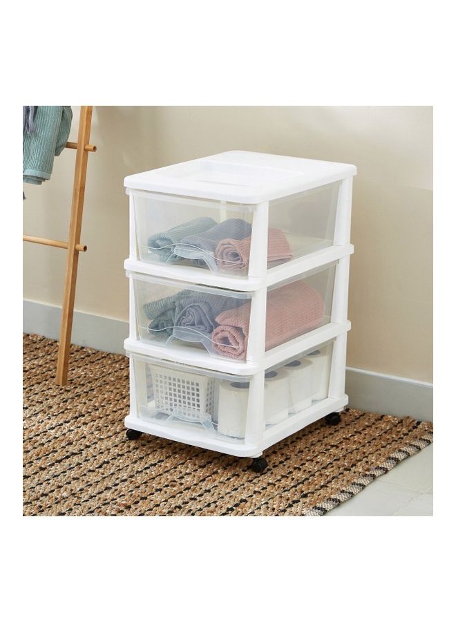 Home Box Kevin 3-Tier Drawer Set With Wheels Clear/White 44x59cm  - Image 2