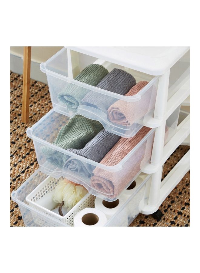 Home Box Kevin 3-Tier Drawer Set With Wheels Clear/White 44x59cm  - Image 4