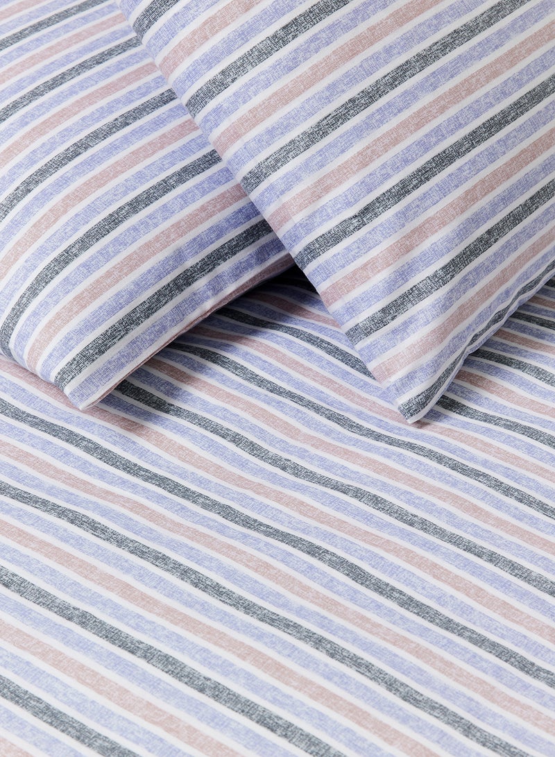 أمال طقم غطاء لحاف - مع 1 غطاء لحاف مقاس 260 × 220 سم و2 غطاء وسادة مقاس 50 × 75 سم - للمرتبة سوبر كينج - أزرق 100% قطن بيركال بعدد 144 خيط قطن أزرق King قطن أزرق  - Image 5