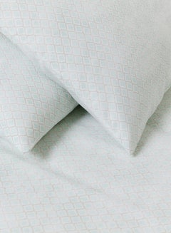 Amal Duvet Cover Set - With 1 Duvet Cover 260X220 Cm And 2 Pillow Cover 50X75 Cm - For Super/King Size Mattress - 100% Cotton Water Colour Ogee Percale - 144 Thread Count Cotton Sky  - Image 5
