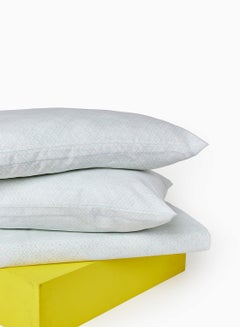 Amal Duvet Cover Set - With 1 Duvet Cover 260X220 Cm And 2 Pillow Cover 50X75 Cm - For Super/King Size Mattress - 100% Cotton Water Colour Ogee Percale - 144 Thread Count Cotton Sky  - Image 2