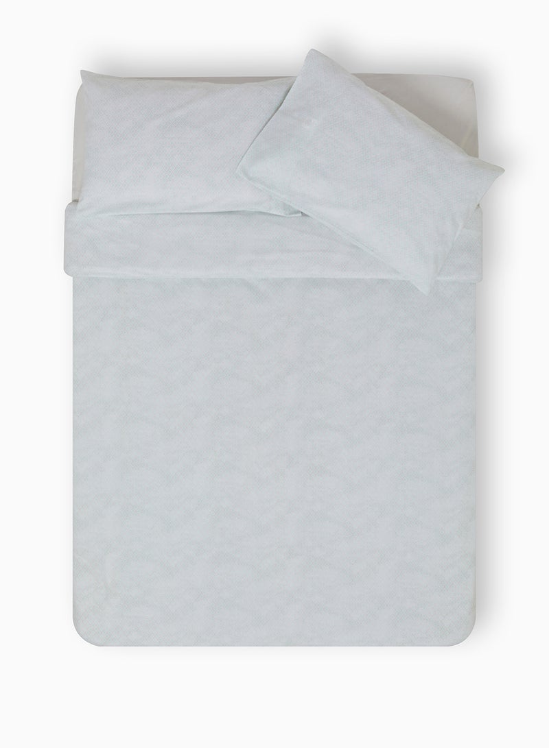 Amal Duvet Cover Set - With 1 Duvet Cover 260X220 Cm And 2 Pillow Cover 50X75 Cm - For Super/King Size Mattress - 100% Cotton Water Colour Ogee Percale - 144 Thread Count Cotton Sky  - Image 4