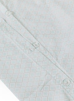 Amal Duvet Cover Set - With 1 Duvet Cover 260X220 Cm And 2 Pillow Cover 50X75 Cm - For Super/King Size Mattress - 100% Cotton Water Colour Ogee Percale - 144 Thread Count Cotton Sky  - Image 3