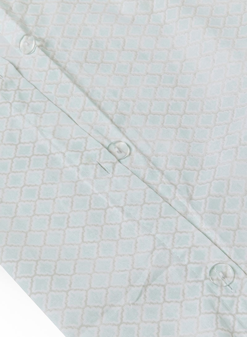 Amal Duvet Cover Set - With 1 Duvet Cover 260X220 Cm And 2 Pillow Cover 50X75 Cm - For Super/King Size Mattress - 100% Cotton Water Colour Ogee Percale - 144 Thread Count Cotton Sky  - Image 3