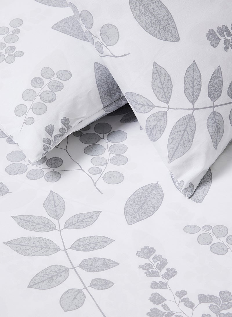Noon East Fitted Bedsheet Set Twin Size  100% Cotton Percale Light Weight Everyday Use 180 TC High Quality 1 Bed Sheet And 2 Pillow Cases Printed Design White/Dark Grey Color White/Dark Grey 120 x 200 + 33cm  - Image 4