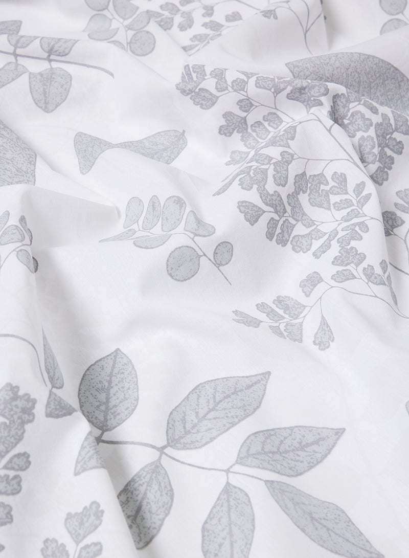 Noon East Fitted Bedsheet Set Twin Size  100% Cotton Percale Light Weight Everyday Use 180 TC High Quality 1 Bed Sheet And 2 Pillow Cases Printed Design White/Dark Grey Color White/Dark Grey 120 x 200 + 33cm  - Image 5