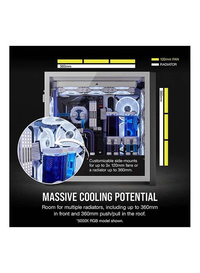 CORSAIR - iCUE 5000X RGB QL Edition Mid-Tower Case - (Four CORSAIR QL120 RGB Fans, Included CORSAIR iCUE Lighting Node CORE, Easy Cable Management, 136 Total RGB LEDs) - Image 1