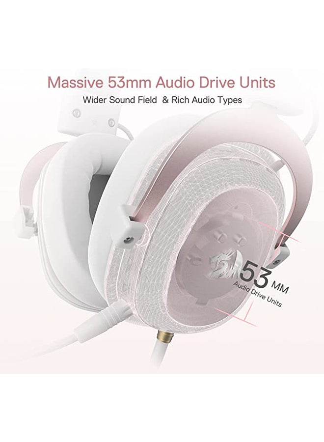 REDRAGON - H510 Zeus White Wired Gaming Headset - 7.1 Surround Sound - Memory Foam Ear Pads - 53MM Drivers - Detachable Microphone - Multi Platforms for PC, PS4/3 & Xbox One/Series X, NS - Image 1